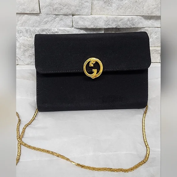 Black Mini Gucci Bag – Vintage Style, Wear as Clutch or Shoulder Bag - Picture 2 of 16